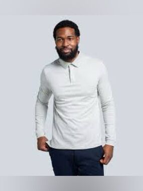 Baobab Collection Men's Long-Sleeve Polo - Light Gray 726
